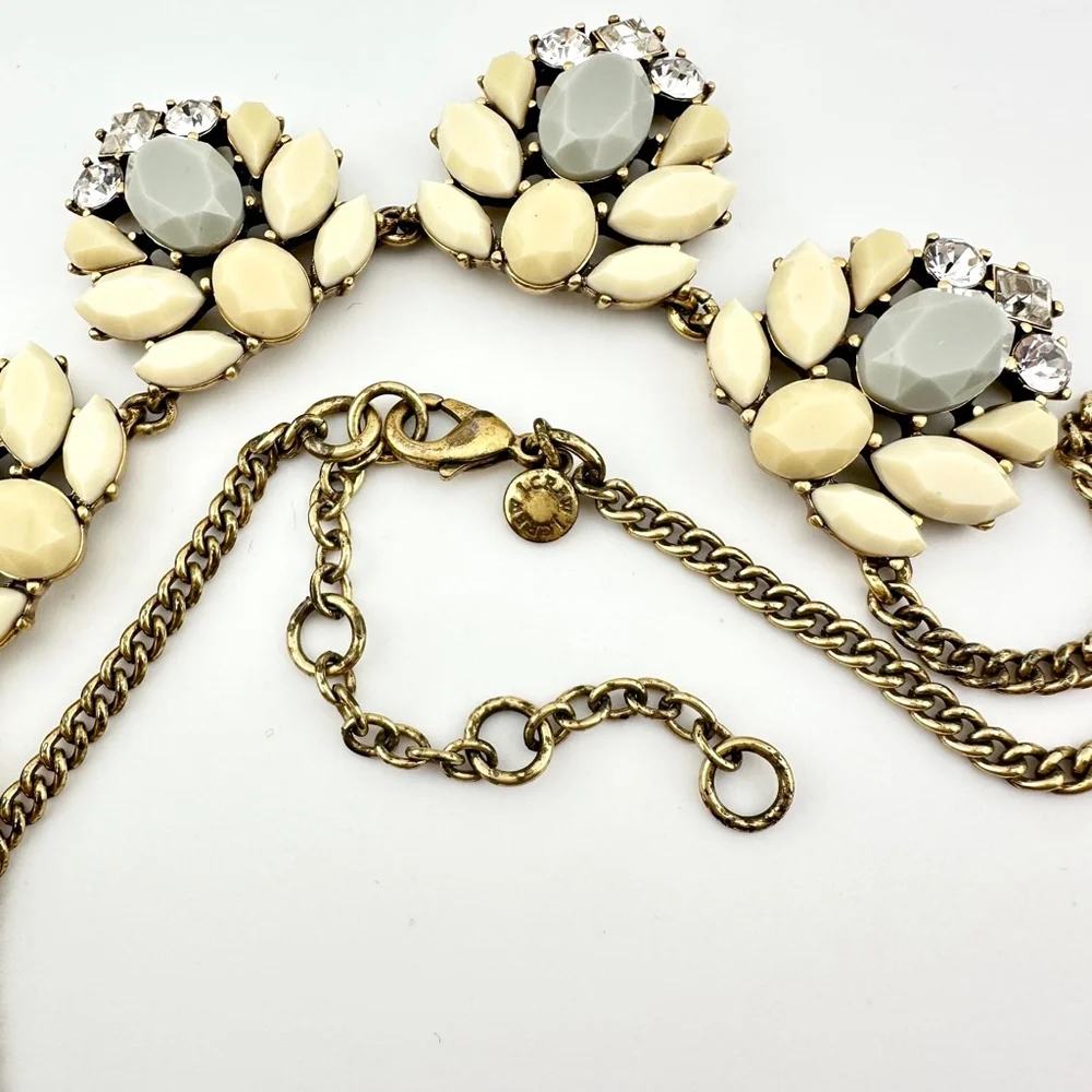 Vintage J. Crew Necklace Cream and Grey Statement